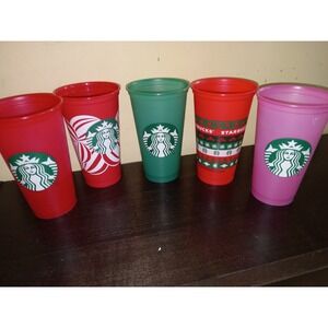 Starbucks 16oz Reusable Hot Cold Cups Assorted Colors Set of 5